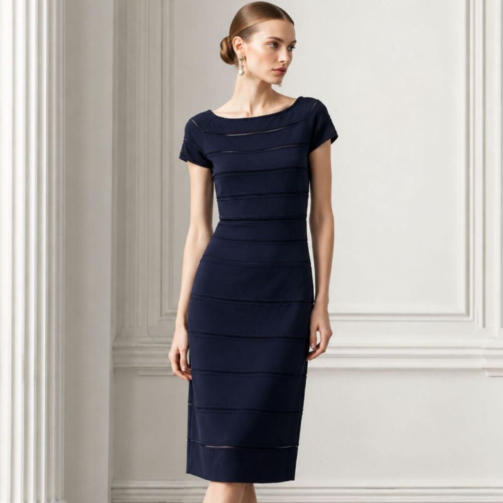 Christian Dior Bateau Neckline Knee-Length Dress Size: 10 - Picture 3 of 11